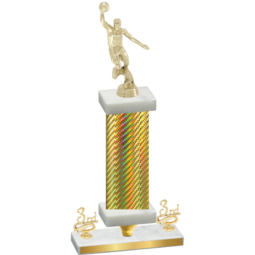 Premium Single Gold Carbon Fiber Third Place Basketball Trophy