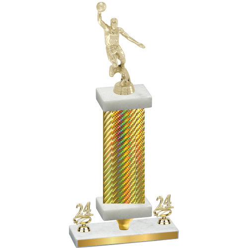 Premium Single Gold Carbon Fiber Year Basketball Trophy