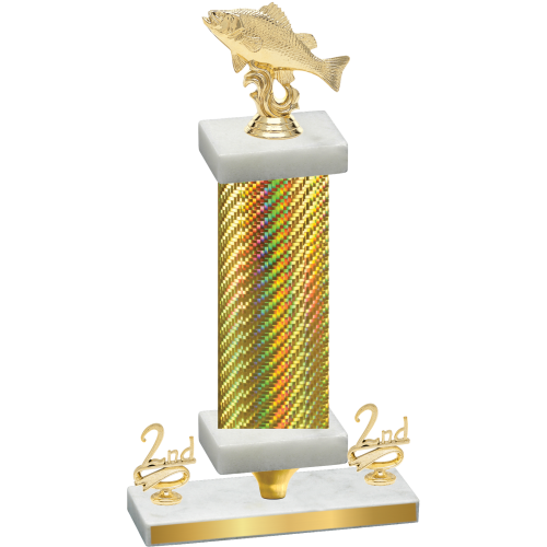 Premium Single Gold Carbon Fiber Second Place Fishing Trophy