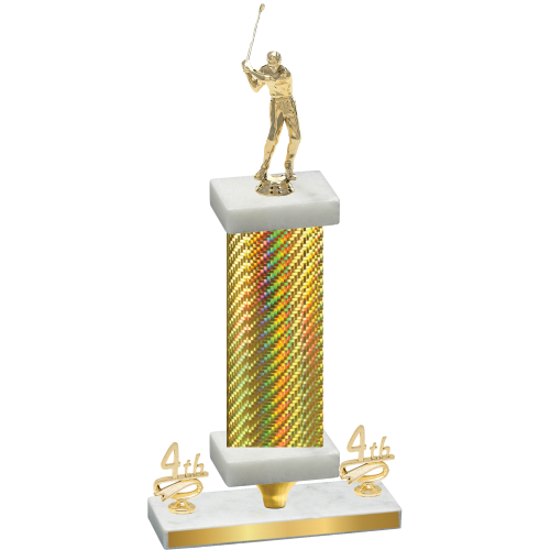 Premium Single Gold Carbon Fiber Fourth Place Golf Trophy
