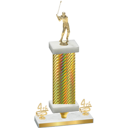 Premium Single Gold Carbon Fiber Fourth Place Golf Trophy
