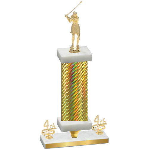 Premium Single Gold Carbon Fiber Fourth Place Golf Trophy