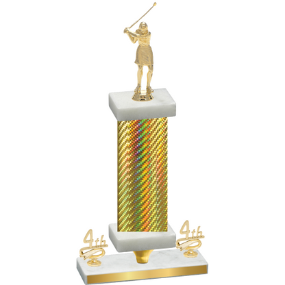 Premium Single Gold Carbon Fiber Fourth Place Golf Trophy