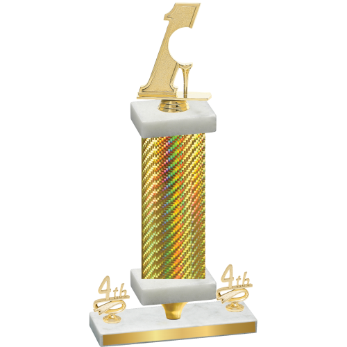 Premium Single Gold Carbon Fiber Fourth Place Golf Trophy