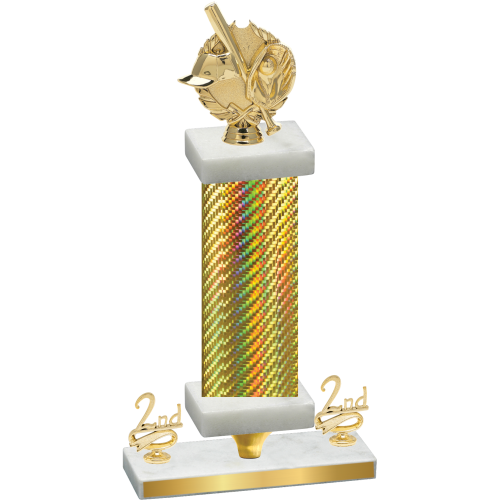Premium Single Gold Carbon Fiber Second Place Baseball Trophy