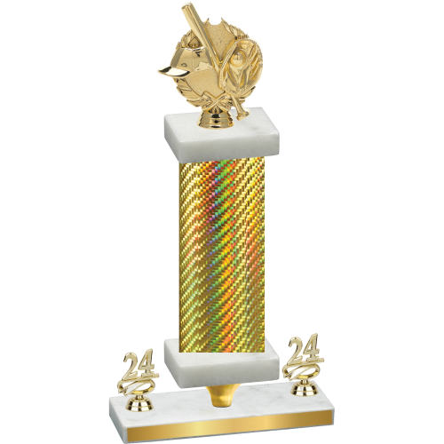 Premium Single Gold Carbon Fiber Year Baseball Trophy