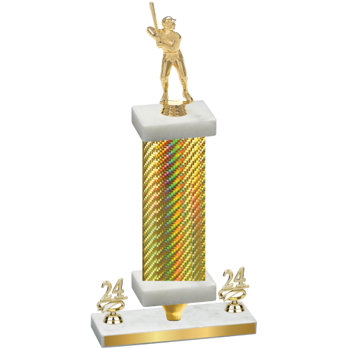 Premium Single Gold Carbon Fiber Year Baseball Trophy