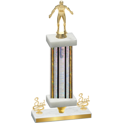 Premium Single Silver Glacier Third Place Wrestling Trophy