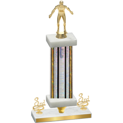 Premium Single Silver Glacier Third Place Wrestling Trophy