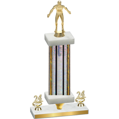 Premium Single Silver Glacier Year Wrestling Trophy