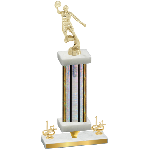 Premium Single Silver Glacier First Place Basketball Trophy