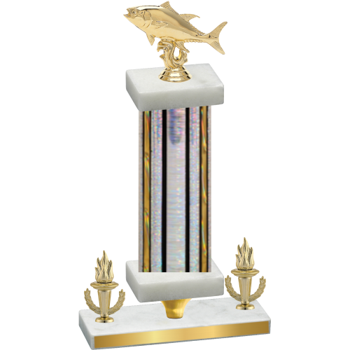 Premium Single Silver Glacier Victory Fishing Trophy