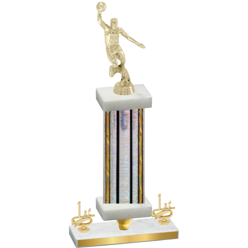 Premium Single Silver Glacier First Place Basketball Trophy