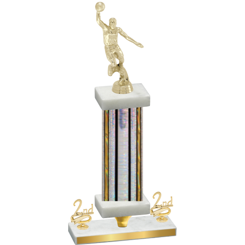 Premium Single Silver Glacier Second Place Basketball Trophy