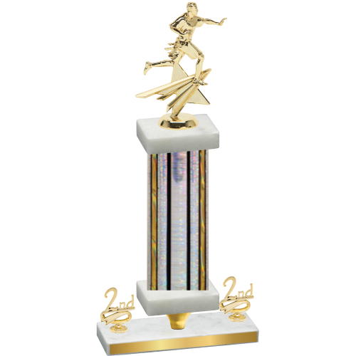 Premium Single Silver Glacier Second Place Flag Football Trophy