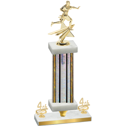 Premium Single Silver Glacier Fourth Place Flag Football Trophy