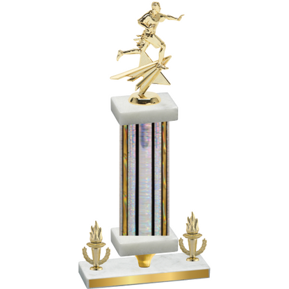 Premium Single Silver Glacier Victory Flag Football Trophy