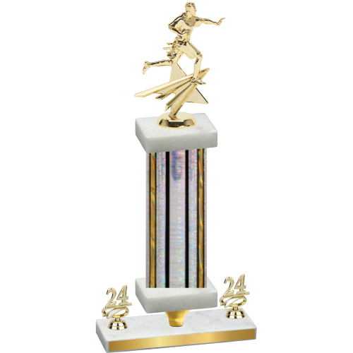 Premium Single Silver Glacier Year Flag Football Trophy