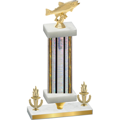 Premium Single Silver Glacier Victory Fishing Trophy