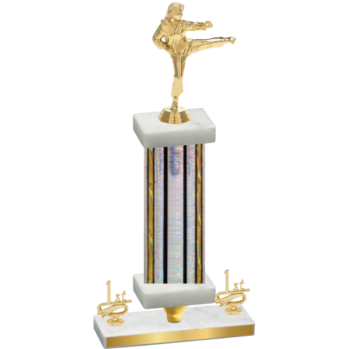 Premium Single Silver Glacier First Place Karate Trophy