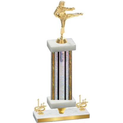 Premium Single Silver Glacier First Place Karate Trophy