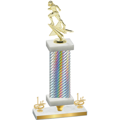 Premium Single Silver Carbon Fiber First Place Football Trophy