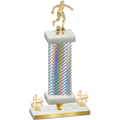 Premium Single Silver Carbon Fiber Fourth Place Soccer Trophy