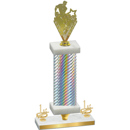 Premium Single Silver Carbon Fiber First Place Rugby Trophy