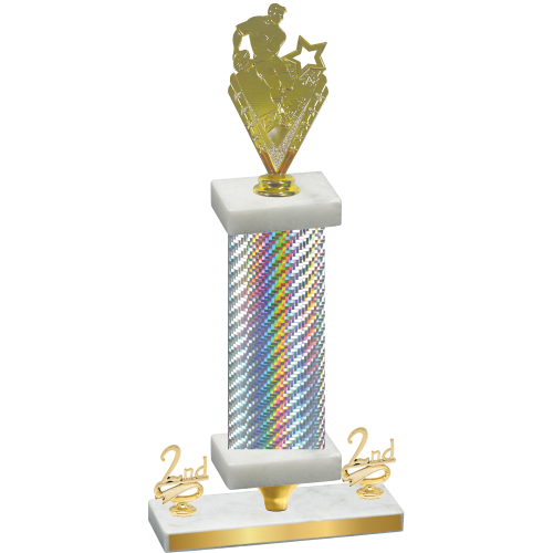 Premium Single Silver Carbon Fiber Second Place Rugby Trophy