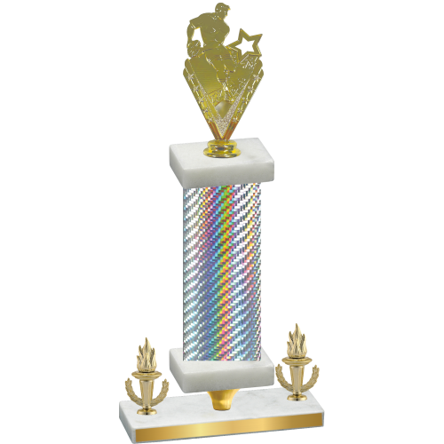 Premium Single Silver Carbon Fiber Victory Rugby Trophy