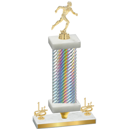 Premium Single Silver Carbon Fiber First Place Running Trophy