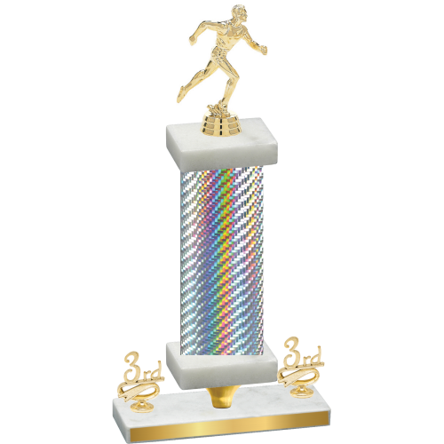 Premium Single Silver Carbon Fiber Third Place Running Trophy