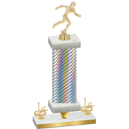 Premium Single Silver Carbon Fiber First Place Running Trophy