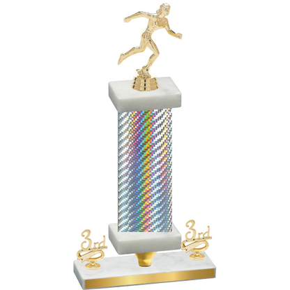 Premium Single Silver Carbon Fiber Third Place Running Trophy