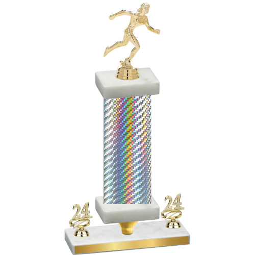 Premium Single Silver Carbon Fiber Year Running Trophy