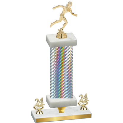 Premium Single Silver Carbon Fiber Year Running Trophy