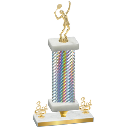 Premium Single Silver Carbon Fiber Third Place Tennis Trophy