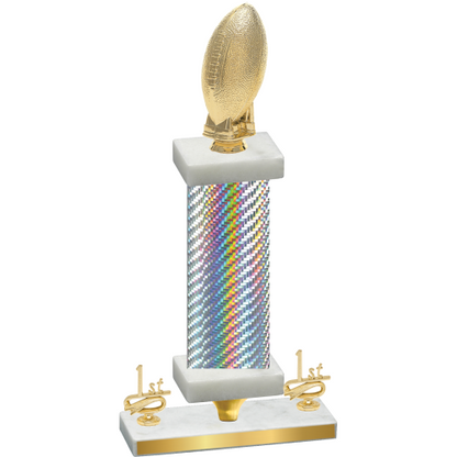 Premium Single Silver Carbon Fiber First Place Football Trophy