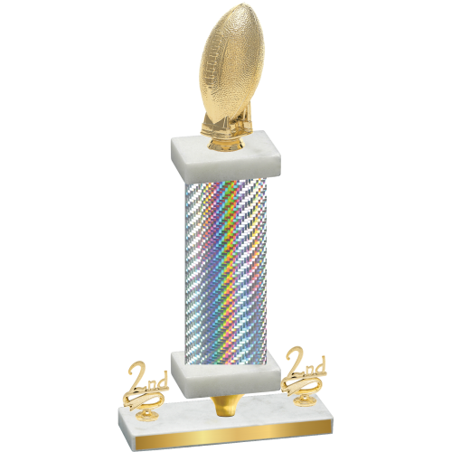 Premium Single Silver Carbon Fiber Second Place Football Trophy