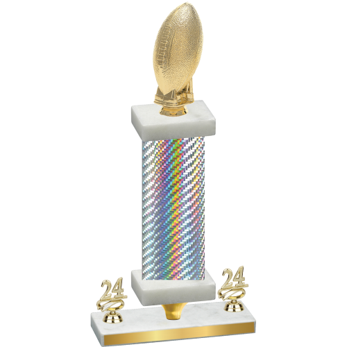 Premium Single Silver Carbon Fiber Year Football Trophy