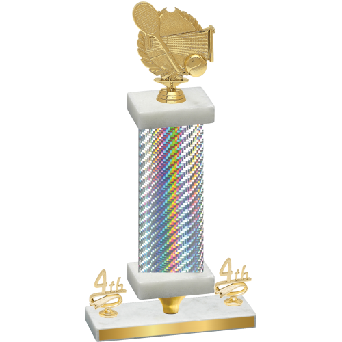 Premium Single Silver Carbon Fiber Fourth Place Tennis Trophy