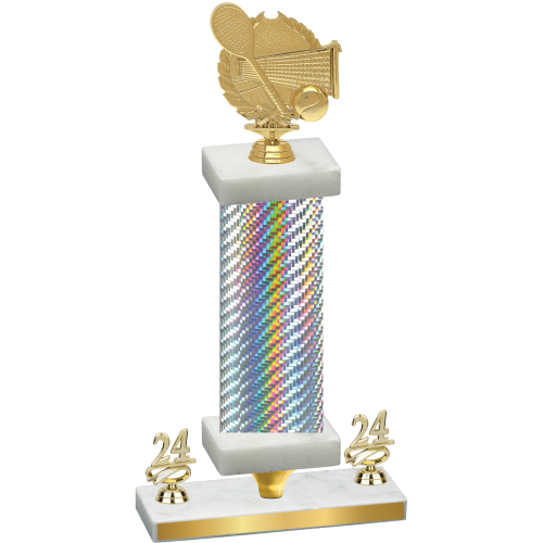 Premium Single Silver Carbon Fiber Year Tennis Trophy