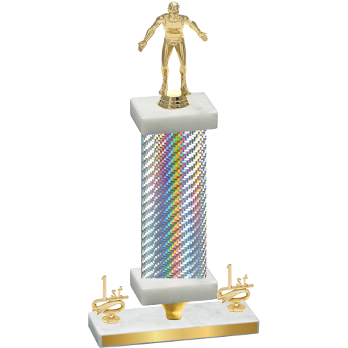 Premium Single Silver Carbon Fiber First Place Wrestling Trophy