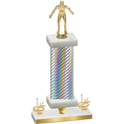 Premium Single Silver Carbon Fiber First Place Wrestling Trophy