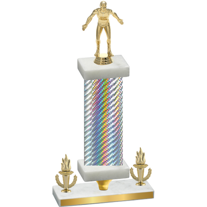 Premium Single Silver Carbon Fiber Victory Wrestling Trophy