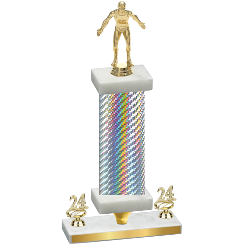 Premium Single Silver Carbon Fiber Year Wrestling Trophy