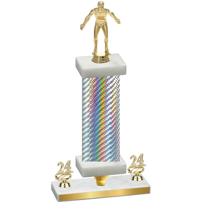 Premium Single Silver Carbon Fiber Year Wrestling Trophy