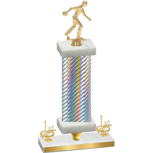 Premium Single Silver Carbon Fiber First Place Bowling Trophy