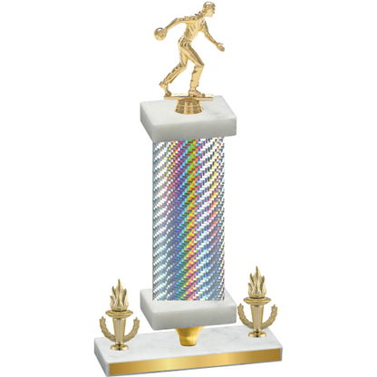 Premium Single Silver Carbon Fiber Victory Bowling Trophy