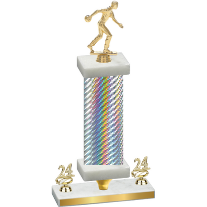 Premium Single Silver Carbon Fiber Year Bowling Trophy